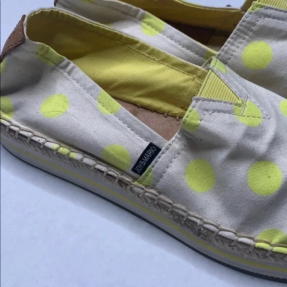 Joy & Mario Yellow Polka Dot Espadrilles 7 - Picture 3 of 8